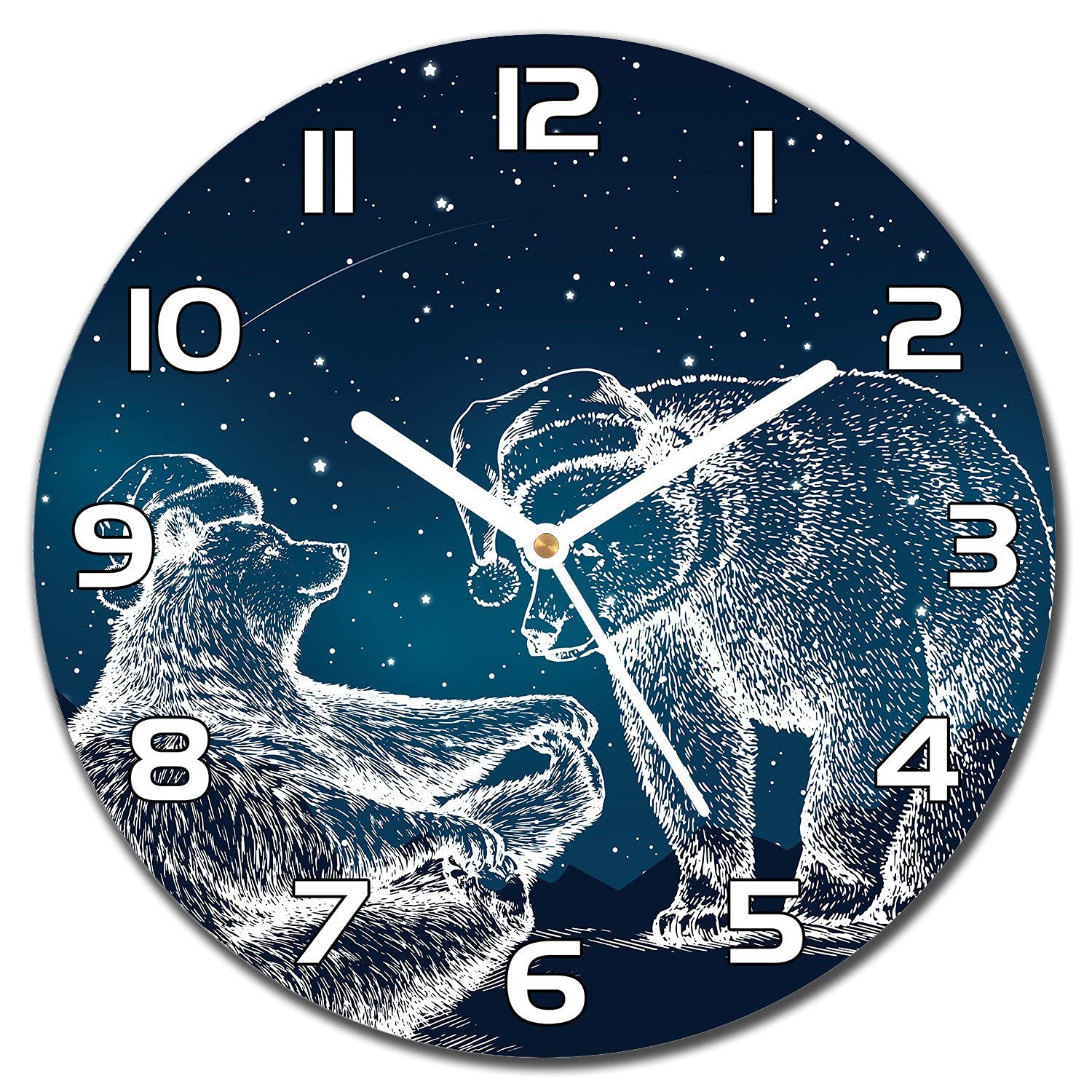 Horloge en verre 30 cm avec ours céleste pour une chambre ou salon zen