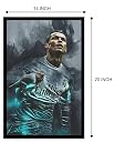 HK PRINTS Cristiano Ronaldo Football Motivational Poster with Frame for Living Room, Ronaldo Photo Frame, Home, Office, Wall Hanging, Size 14x20 inch, Synthetic Wood, Acrylic Glass F-27 gallery image
