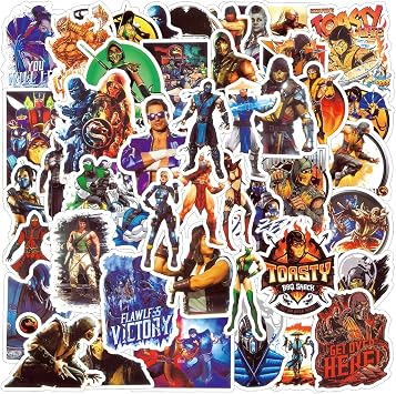50pcs Classic Game Aesthetics Cartoon Waterproof Vinyl Stickers for Water Bottles Laptop Suitcase for Birthday Party Supplies Halloween Decoration Favors