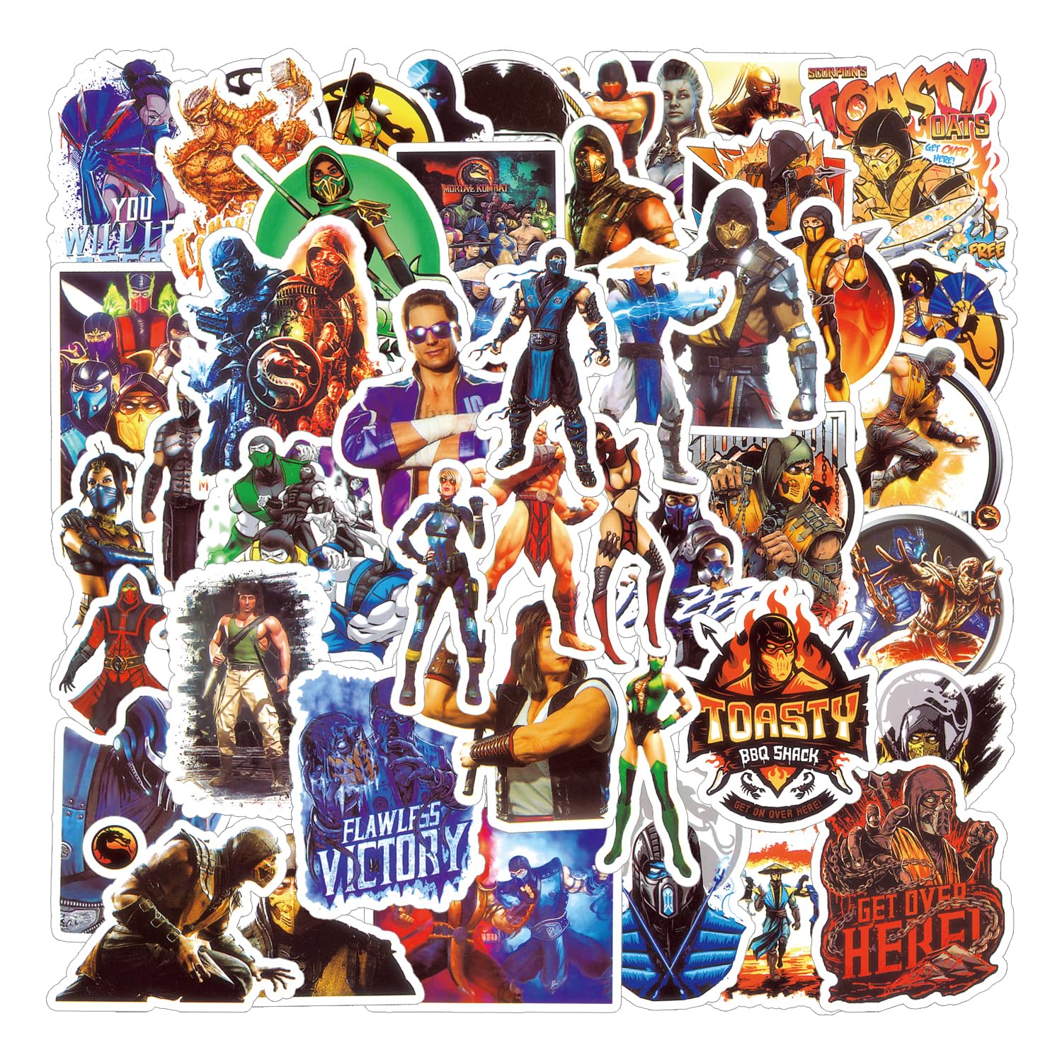 50pcs Classic Game Aesthetics Cartoon Waterproof Vinyl Stickers for Water Bottles Laptop Suitcase for Birthday Party Supplies Halloween Decoration Favors