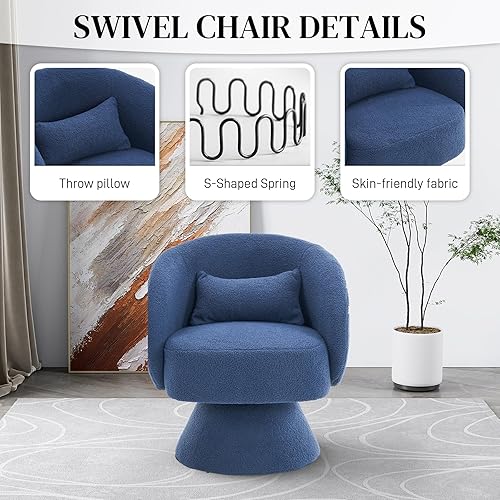 Miniatura 4 de Silla giratoria decorativa, sillas giratorias de barril de 360 grados, sillones modernos tapizados, sillas giratorias para sala de estar,