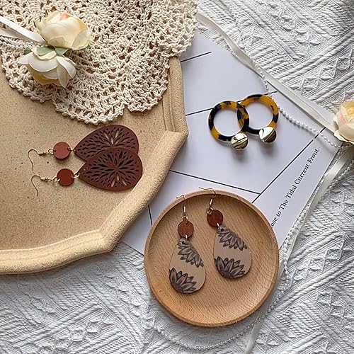 Miniatura 4 de 16 Pairs Trendy Statement Acrylic Rattan Earrings for Women-Fashion Summer Beach Vacation Boho Jewelry Set