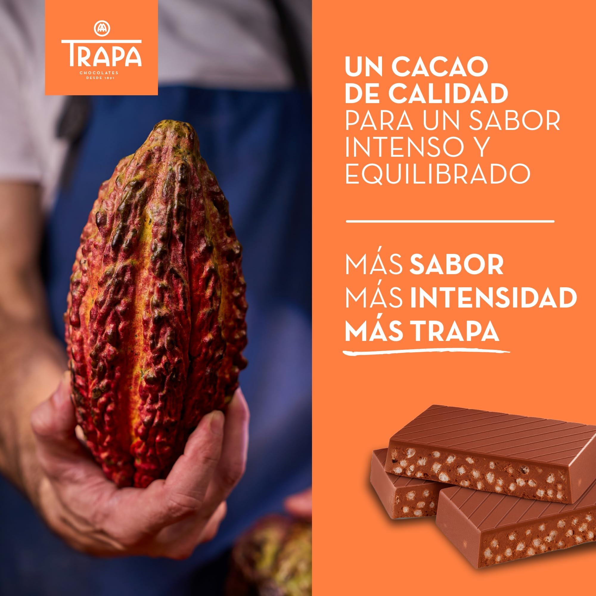TRAPA | Turrón de Chocolate con Leche Crujiente | 140 g | Sin Gluten y Sin Aceite de Palma