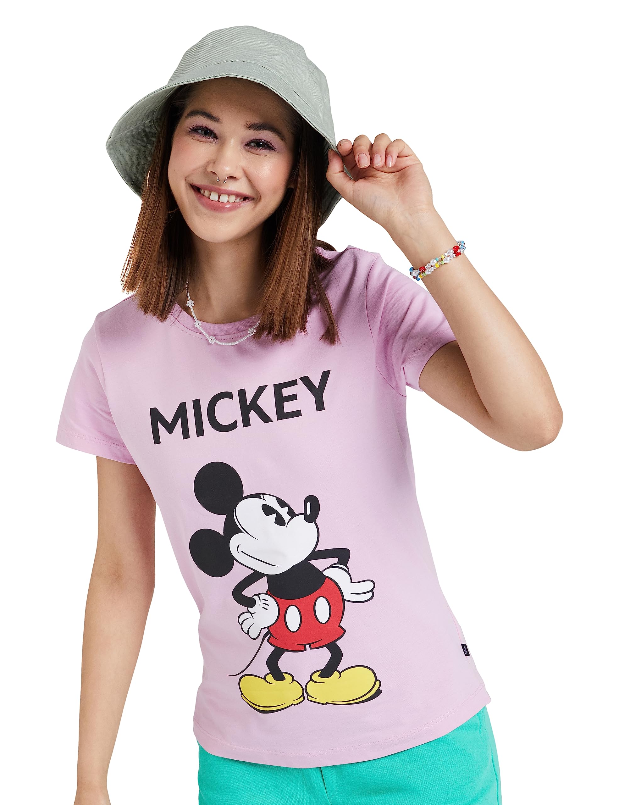 Amazon Brand - Symbol Women's Printed Cotton Half Sleeve Round Neck Regular Fit T-Shirt (Disney Assorted Prints)