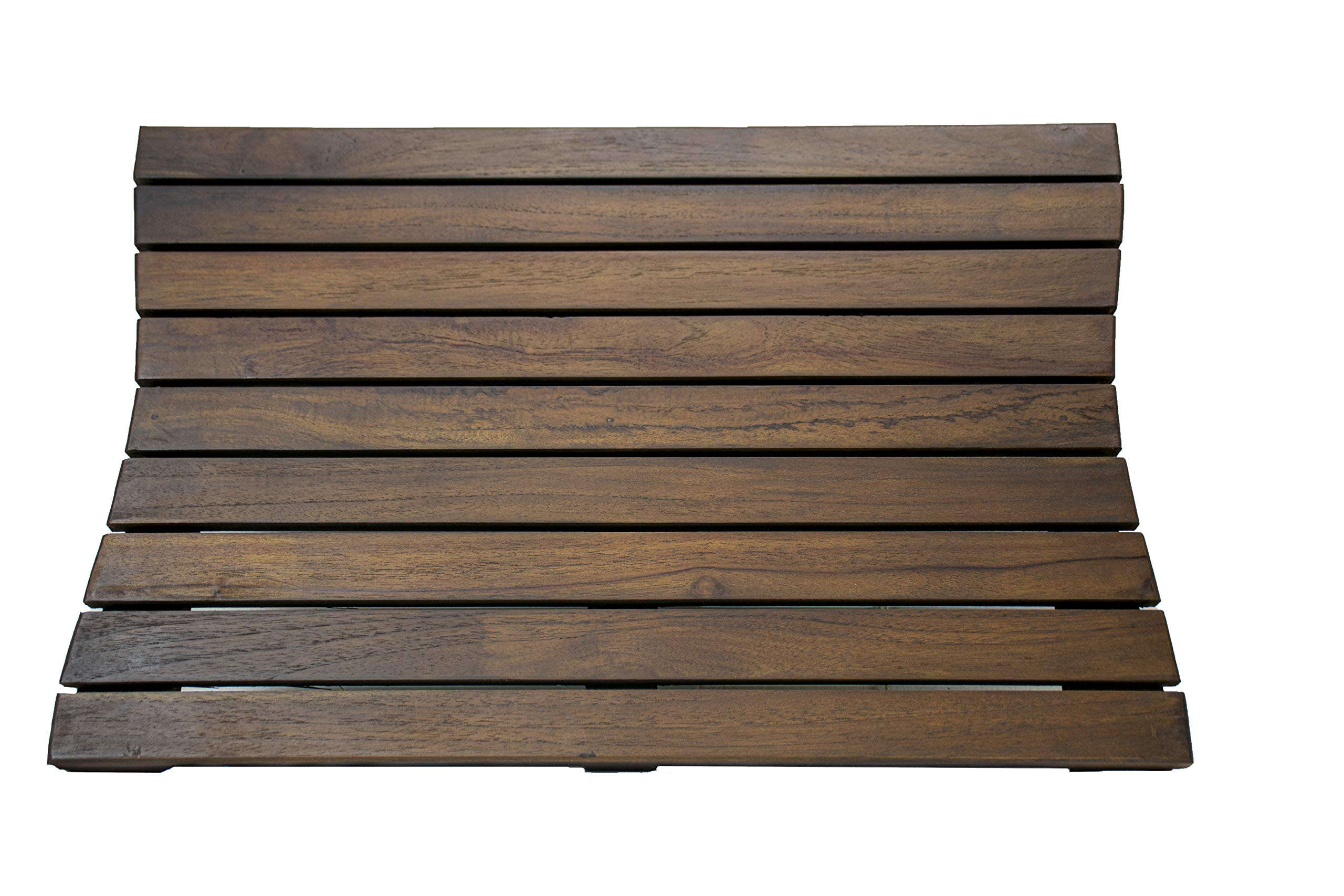 Decoteak 23" x 15" Teak Shower Bath Floor Mat - Woodland Brown Finish