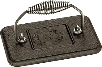 Lodge Pre-Seasoned Cast Iron Grill Press with Cool-Grip Spiral Handle, 4.5 inch X 6.75 inch, Black