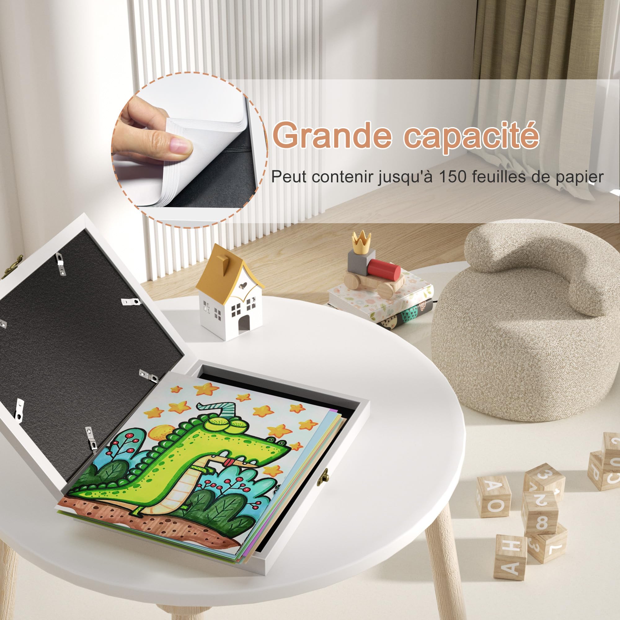 SRIWATANA 2Pcs Cadre Dessin Enfant à Changer A4,Cadre Photo de Rangement d'art pour Enfants Remplissables,Cadre d'art pour Enfants 150 pcs d'art pour les écoles,les maison,Cadeaux pour enfants,Blanc