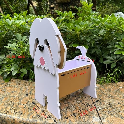 Miniatura 5 de Maceta para perros, macetas de flores de animales lindas para decoración de jardín al aire libre, Shih Tzu amarillo, contenedor de almacenamiento de