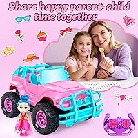 Vista 6 de Coche de control remoto con calcomanías y muñeca, camión monstruo a control remoto a escala 1:20, luz LED de 2.4 GHz, autos de carreras todoterreno