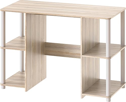 Miniatura 7 de SHW Escritorio de madera de 38 pulgadas para oficina en casa con estantes de doble cara, roble Cereza,Espresso,Roble
