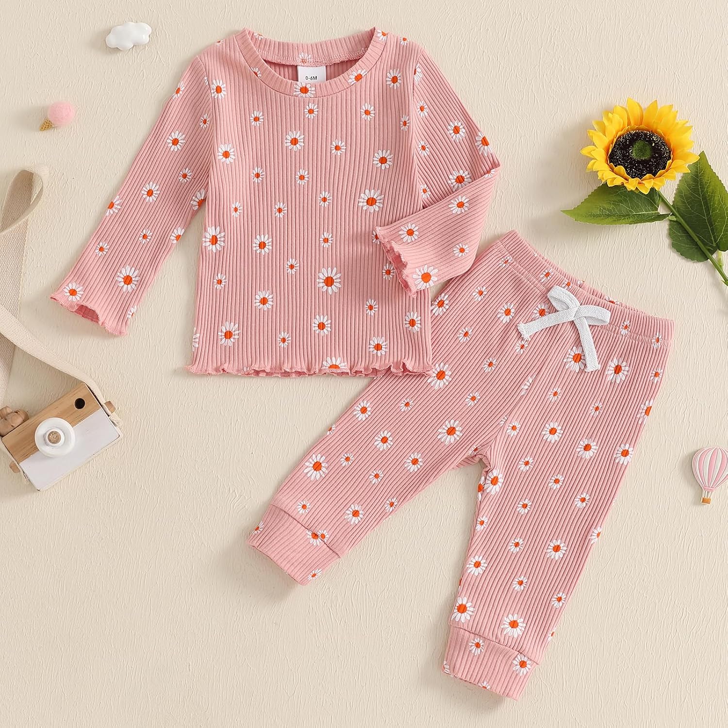 Baby Girl Fall Clothes Set Floral Print Long Sleeve Tops Pants Cute Infant Toddler Outfits 6 12 18 24 Months 2T - Image 2