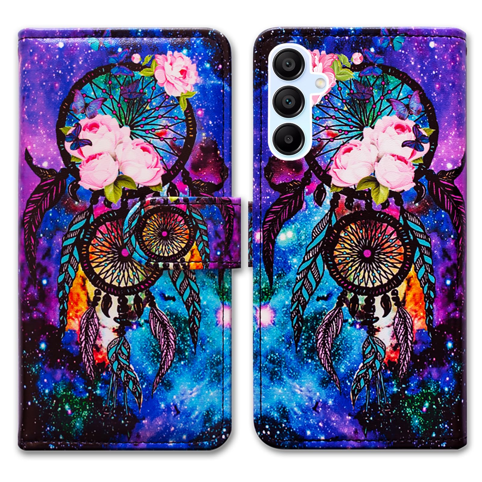 Bcov Case for Galaxy A35 5G,Dream Catcher Galaxy Sky Leather Flip Phone Case Wallet Cover with Card Slot Holder Kickstand for Samsung Galaxy A35 5G