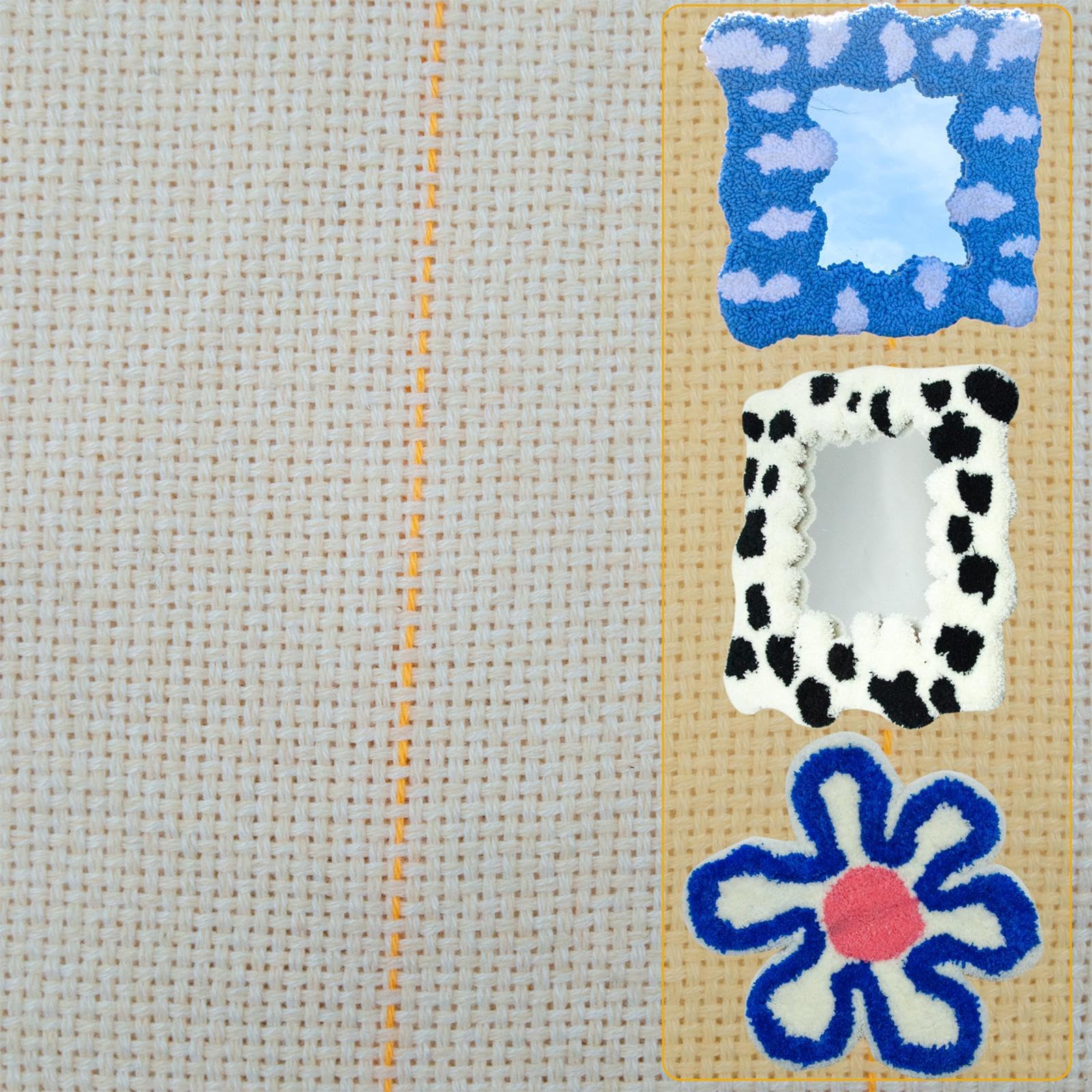 Tufting-Stoff auf der Rückseite – Markiertes Gitter-Teppich | Herstellungsmaterial-Set, strapazierfähiges, rutschfestes Mönchtuch, großes Blatt, Teppichhandwerk, ideal für Anfänger, Hobby