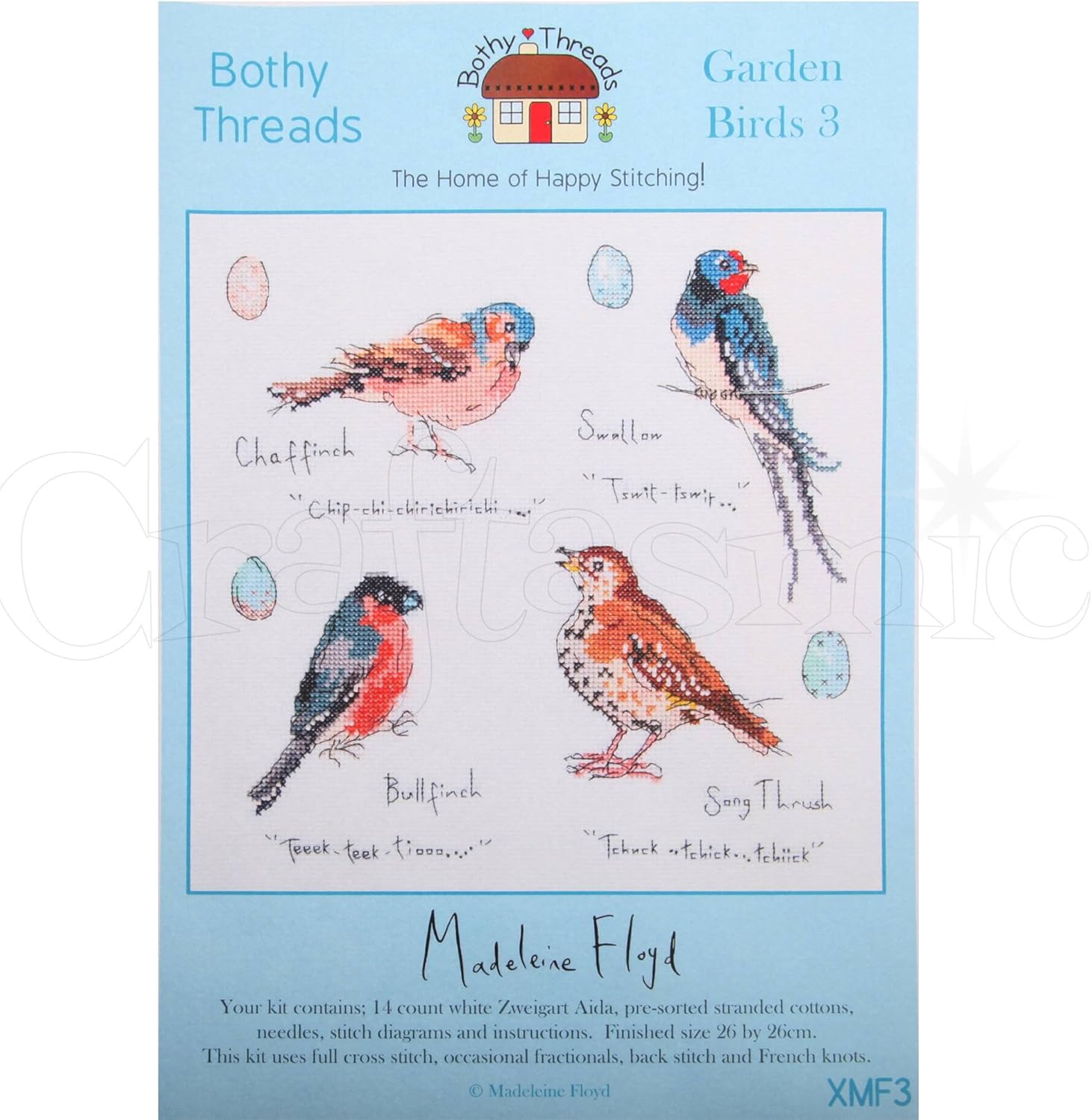 Bothy Threads Garden Birds 3 Cross Stitch Kit BigaMart