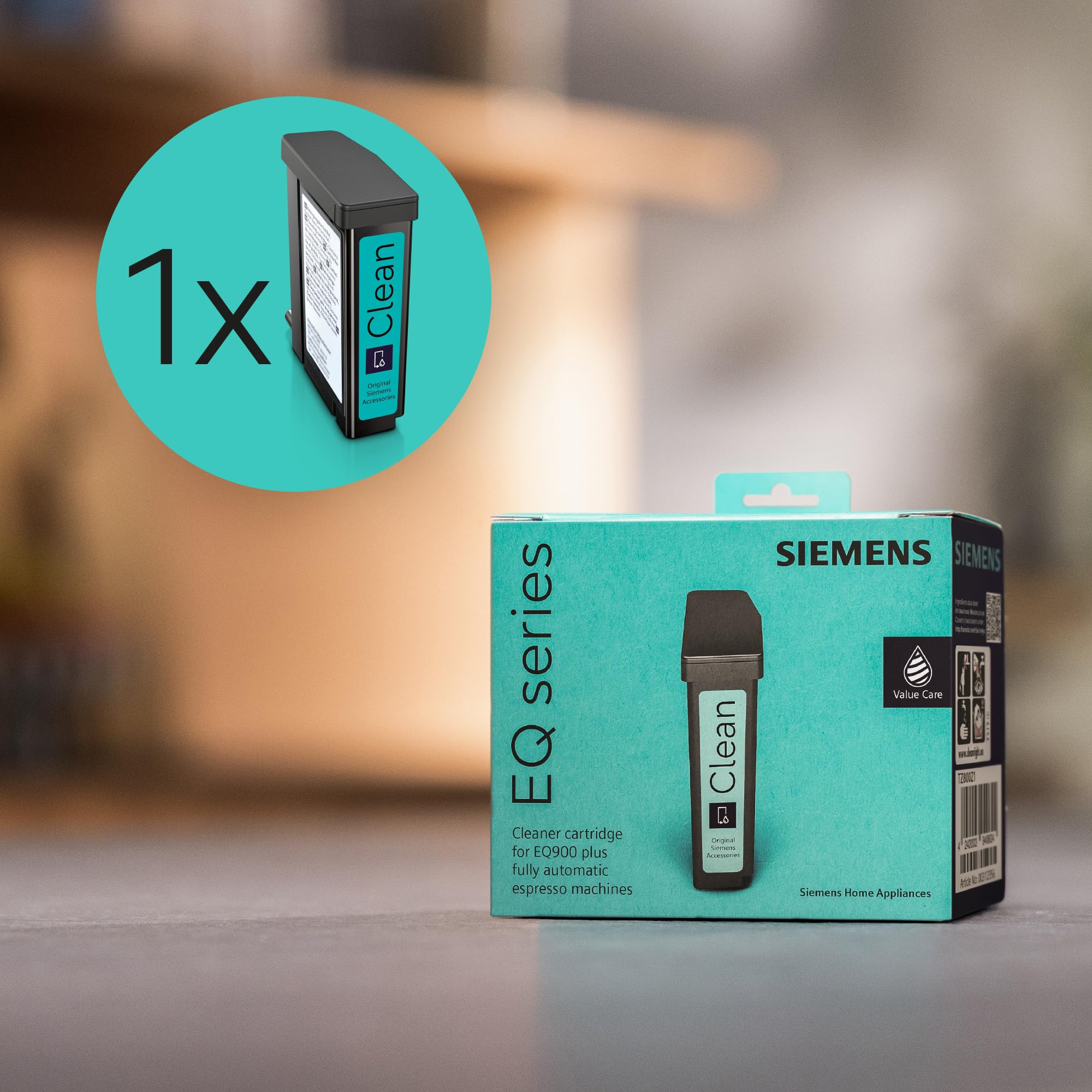 Siemens Cartouche de nettoyage pour machine à expresso tout automatique EQ900 plus, fonction autoCalc'n clean, nettoyage automatique pour un café toujours réussi, TZ800Z1