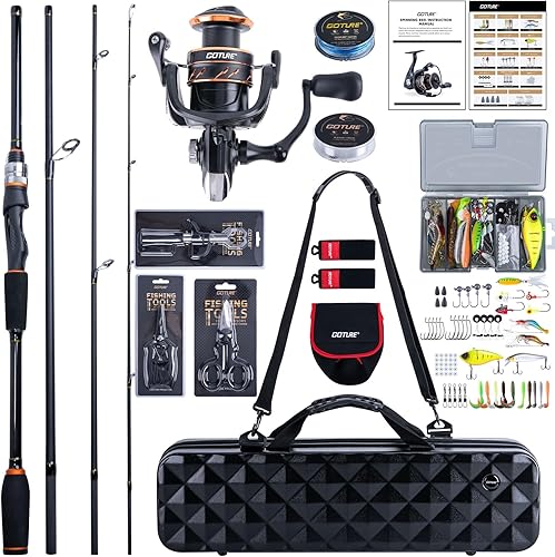 Miniatura 12 de Goture Spinning Fishing Rod & Reel Combo with Carrier Bag,6.6-9FT,Spin Reels, Lures Kit, Pliers, Braided Line, Fish Gripper, Carbon Fiber Freshwater