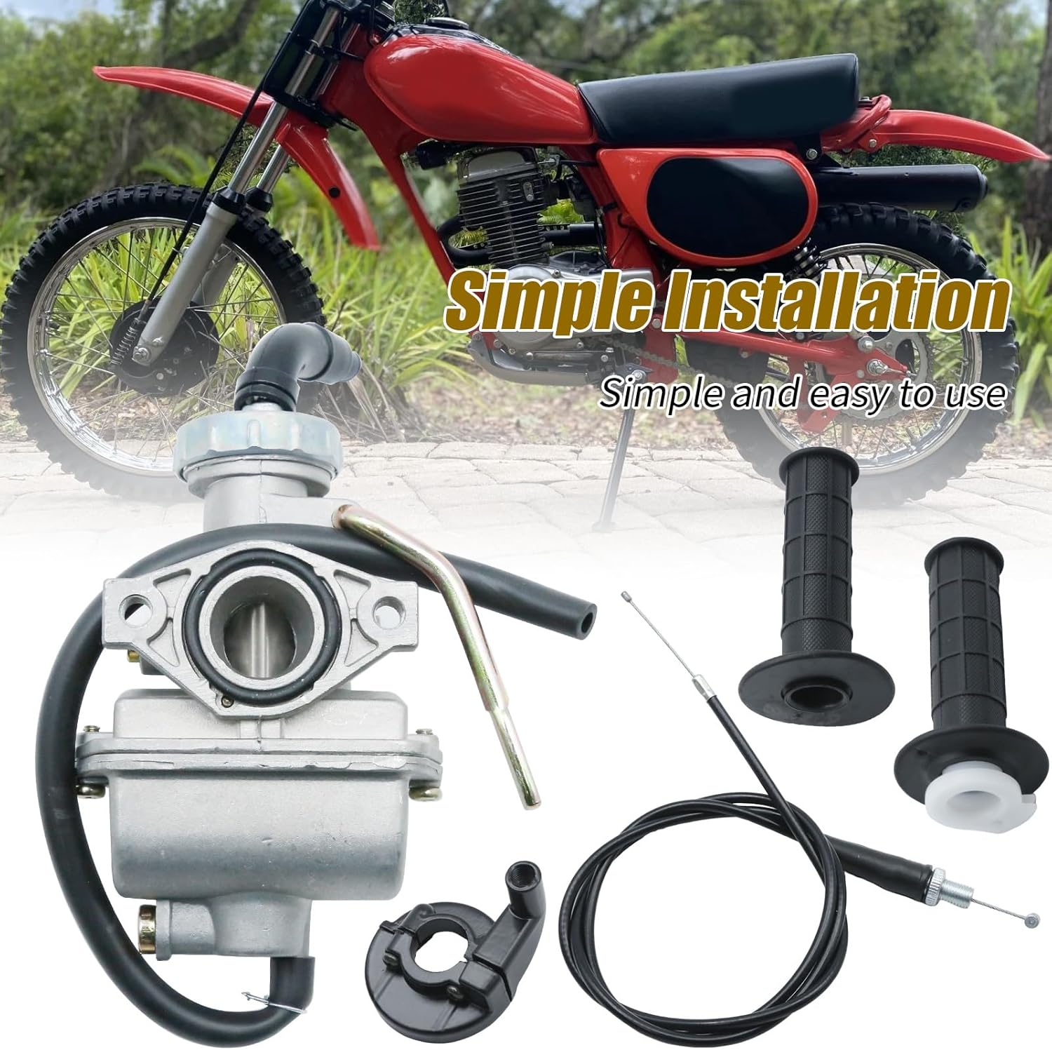 Saihisday Carburetor with Throttle Grip Cable, Carburetor Kit Replacement for Honda CRF80F 2004-2013 SL70 1971-1973 XL75 1977-1979 XL70 1974-1976 XR75 1973-1978 XR80 1979-1984 XR80R 1985-2004