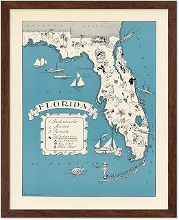 Poster Master Vintage Poster - Retro Florida Print - 8x10 Poster & Brown Frame Bundle