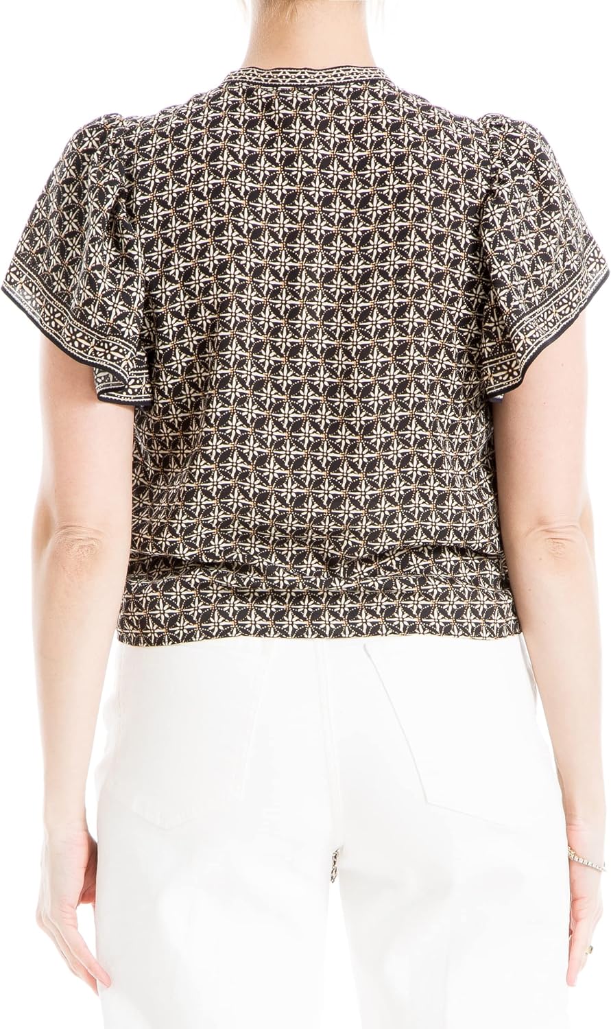 Max Studio Womens Flutter Sleeve Waist Tie Blouse - Image 2