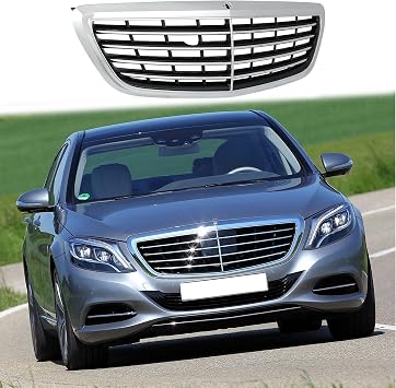 Front Bumper Upper Grille Fit For 2014 2015 2016 2017 2018 2019 2020 Mercedes Benz S-Class W222,MayBach Style,Chrome&Black