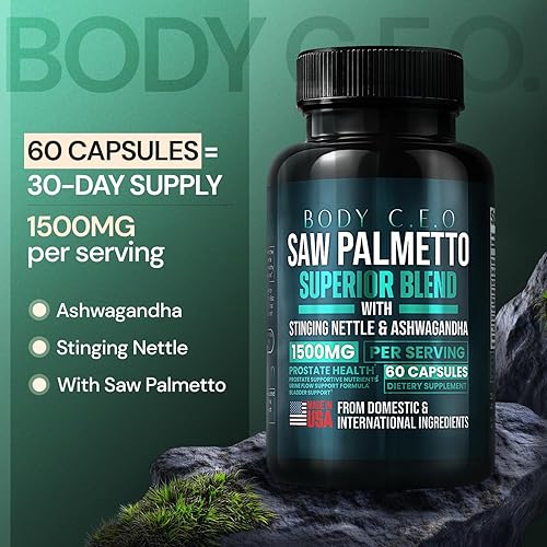 Miniatura 3 de Palmetto para próstata superior para hombres, ortiga, ashwagandha, licopeno, vejiga y alivio urinario, suplemento de próstata, 60 cápsulas de