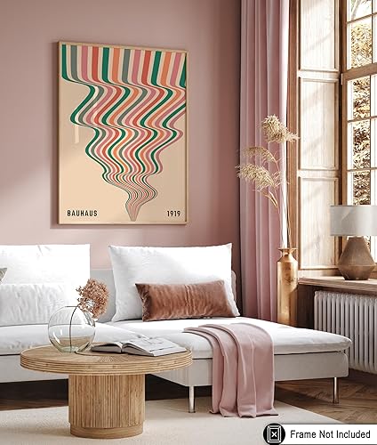 Miniatura 6 de Monem Art Bauhaus Poster - Retro Groovy Waves Print - Geometric Design - Chic Boho Art - Mid Century Modern Art - Contemporary Design - Colorful