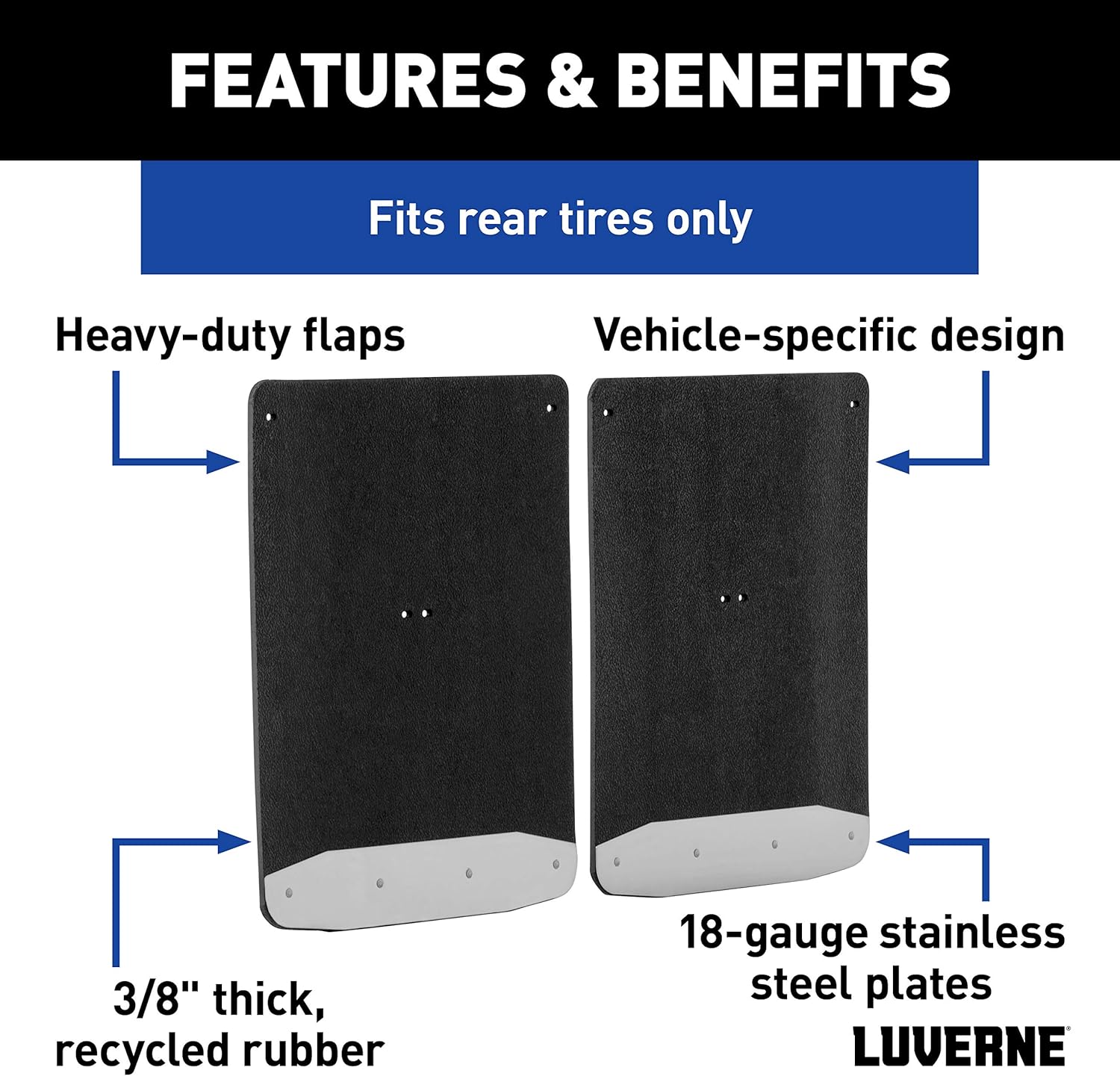 LUVERNE 251034 Rear Dually 20-Inch x 23-Inch Textured Rubber Mud Guards, Select Ram 3500, 2 Flaps
