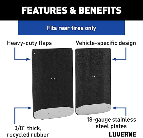Miniatura 3 de LUVERNE 251034 Guardabarros Traseros Dually de Goma Texturizada de 20 x 23 Pulgadas, Select Ram 3500, Negro