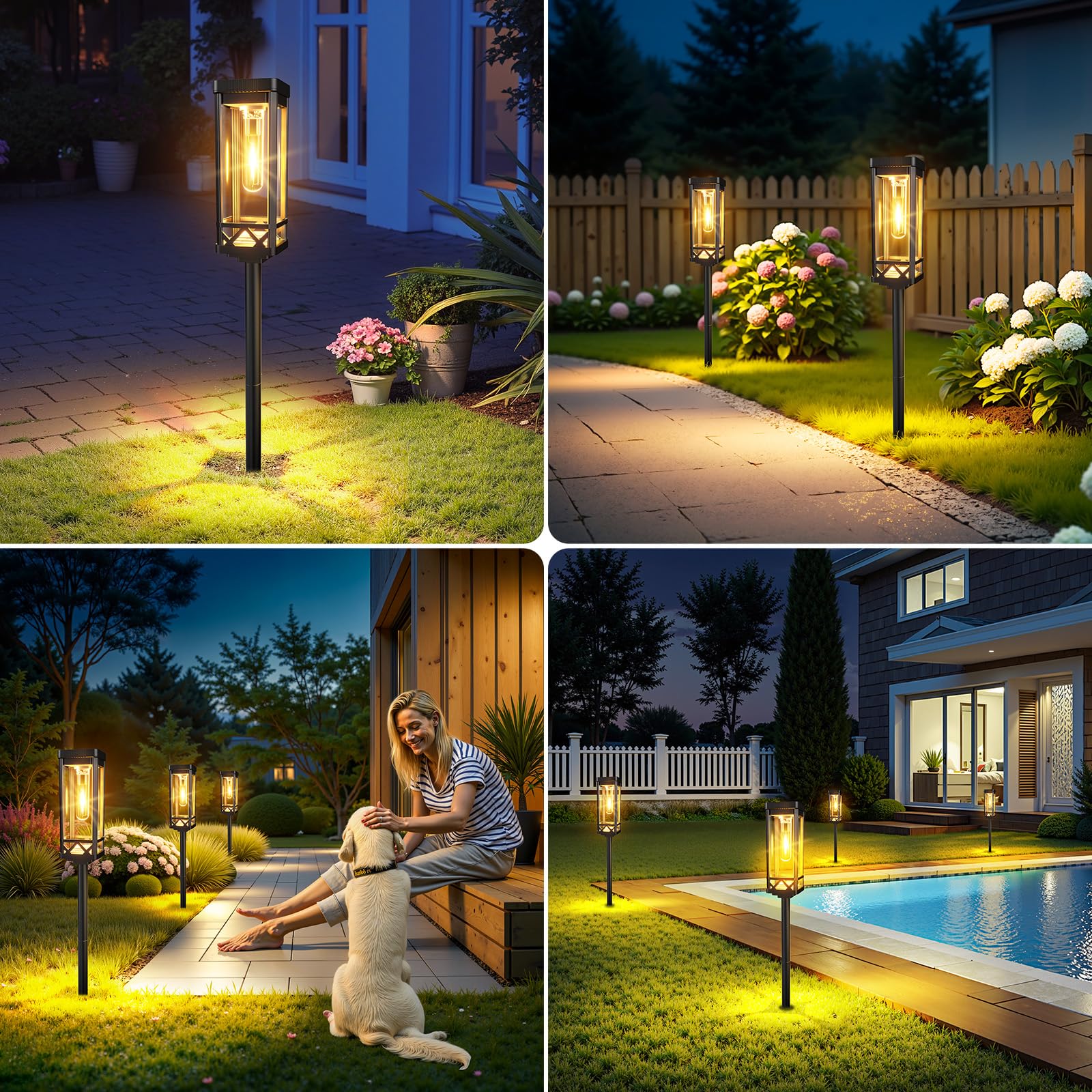 BUCASA Solarleuchten Außen 6 Stück Superhell 1000mAh Batterie 15Std. IP65 Wasserdicht Gartenleuchten