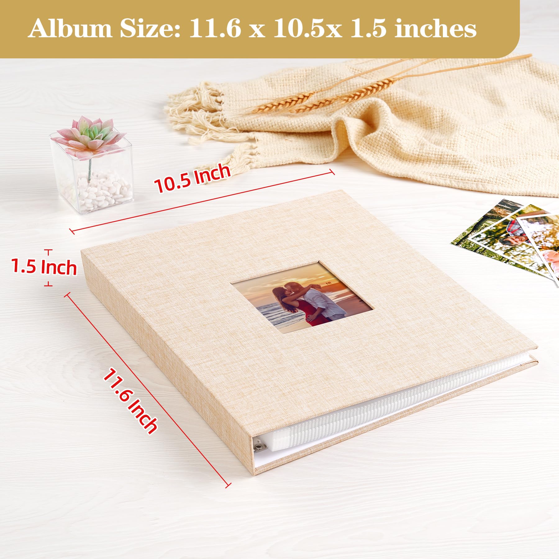 Mublalbum Album photo de scrapbooking à 3 anneaux 80 pages Beige 21,6 x