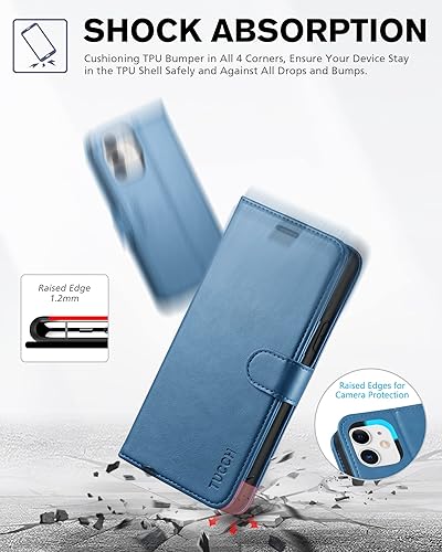 Miniatura 6 de TUCCH Funda para iPhone 11, funda tipo cartera para iPhone 11 con bloqueo RFID, soporte para ranuras para tarjetas, cierre magnético, piel sintética
