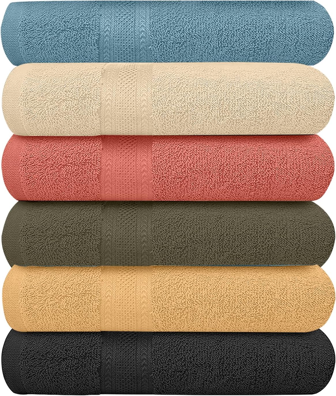 ArtMuseKitsMikash ecotowel ECO Towels 6-Pack Bath Towels - Extra-Absorbent - 100% Cotton - 27" x 54"