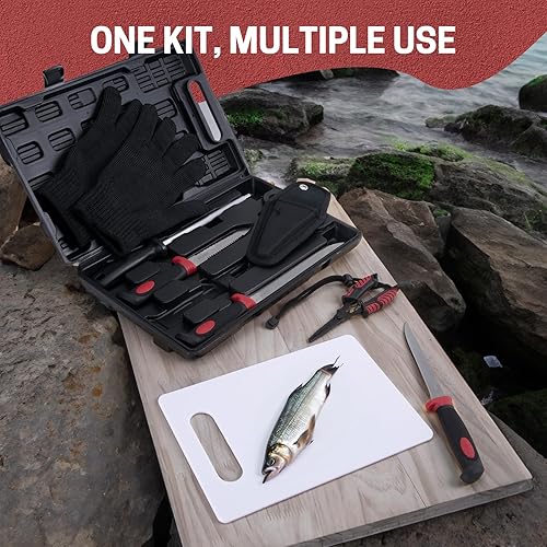 Miniatura 9 de goture Kit de pesca de cuchillo de filete, kit de limpieza de pescado, juego de cuchillos de filete, kit de pesca de filete, cuchillo de pesca con