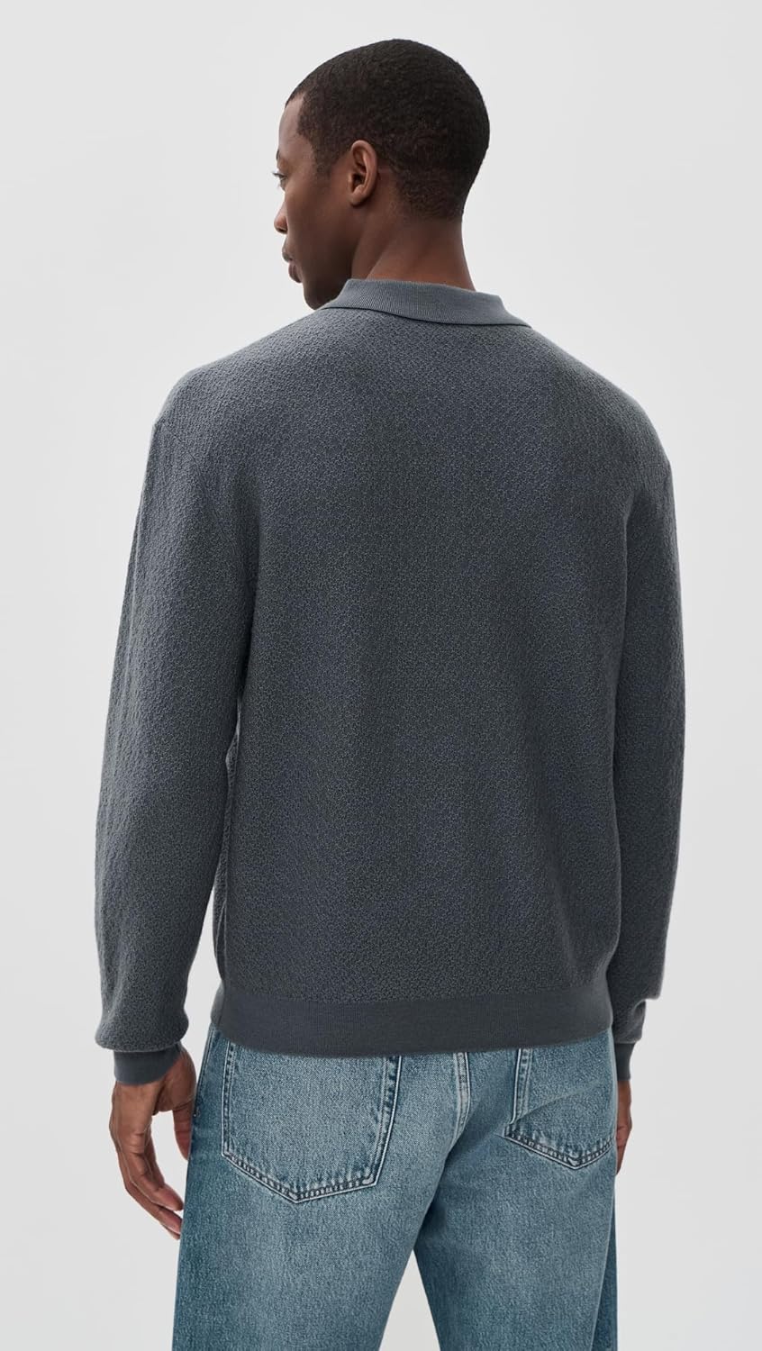 FRAME Men's Long Sleeve Polo Sweater