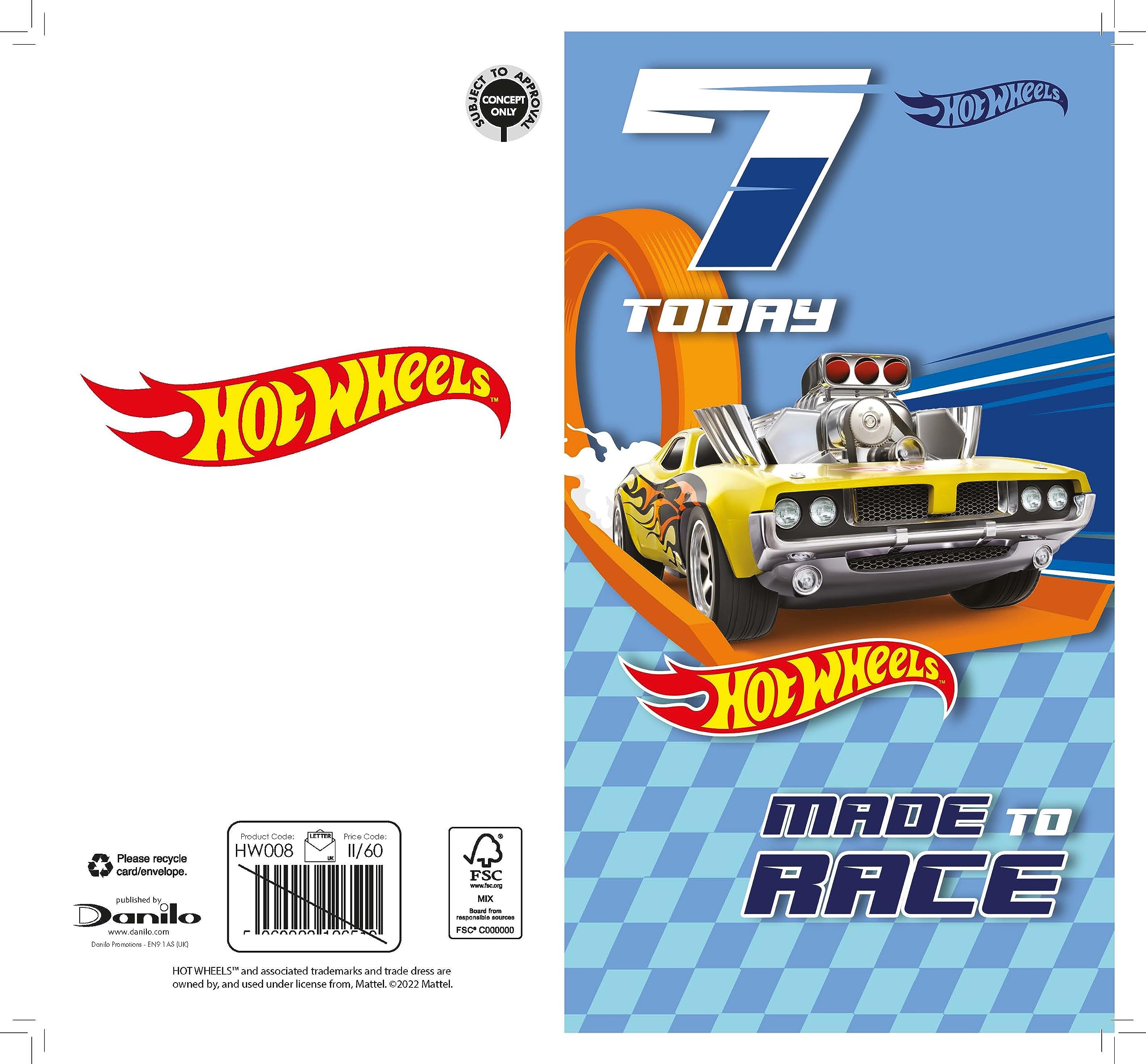 HOT WHEELS AGE 7 BIRTHDAY CARD, 7TH BIRTHDAY, CARD FOR 7TH