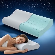 Releep Gel Memory Foam Pillow, Wave Contour Neck Support Pillow, Cooling Cervical Neck Pillow with Airflow Holes, Ergonomic Orthopedic Pillow for Side and Back Sleepers