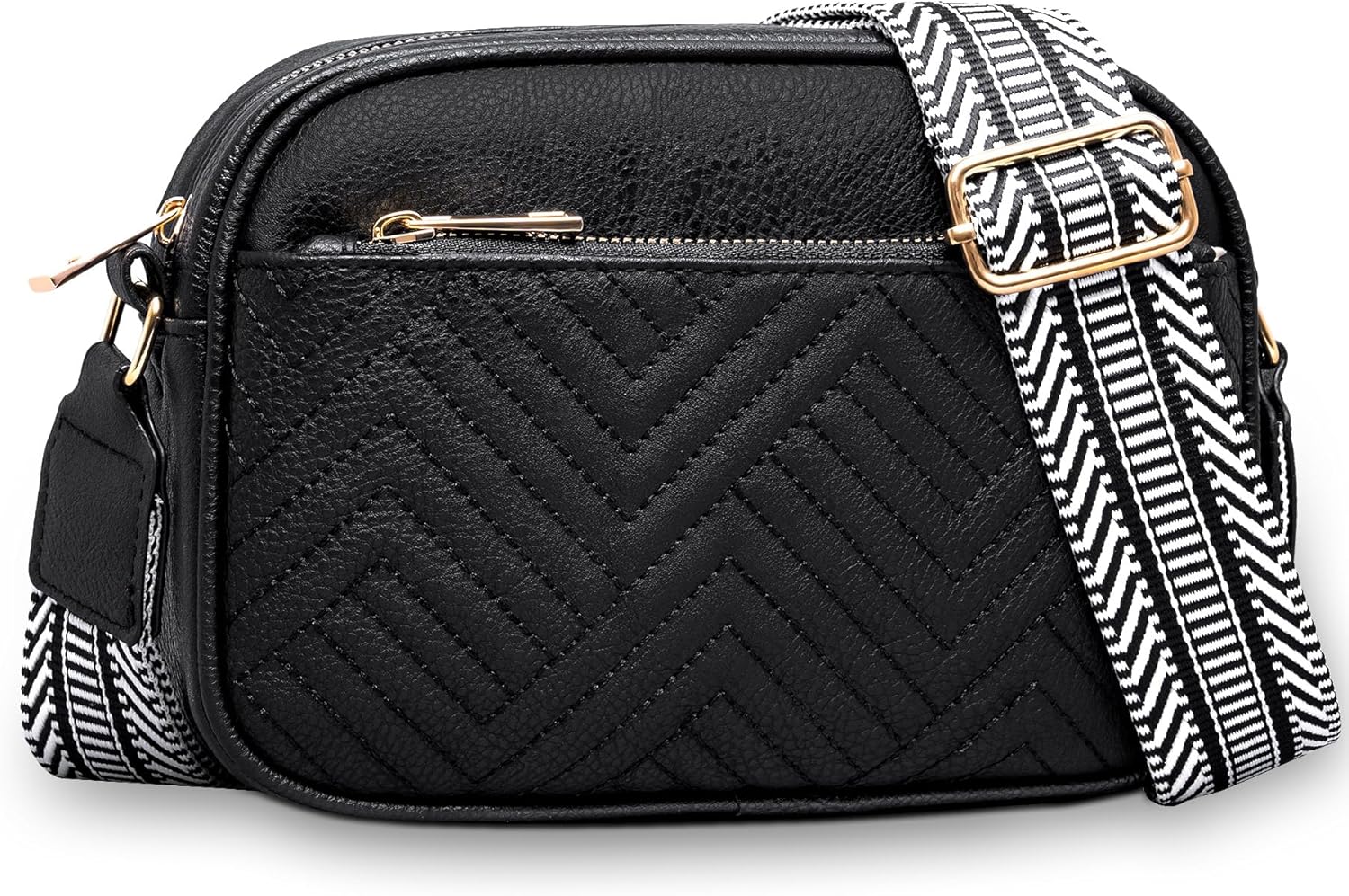 Crossbody Bags for Women, Quilted Shoulder Bag with Adjustable Wide Strap, Small Camera Crossbody Purses for Women