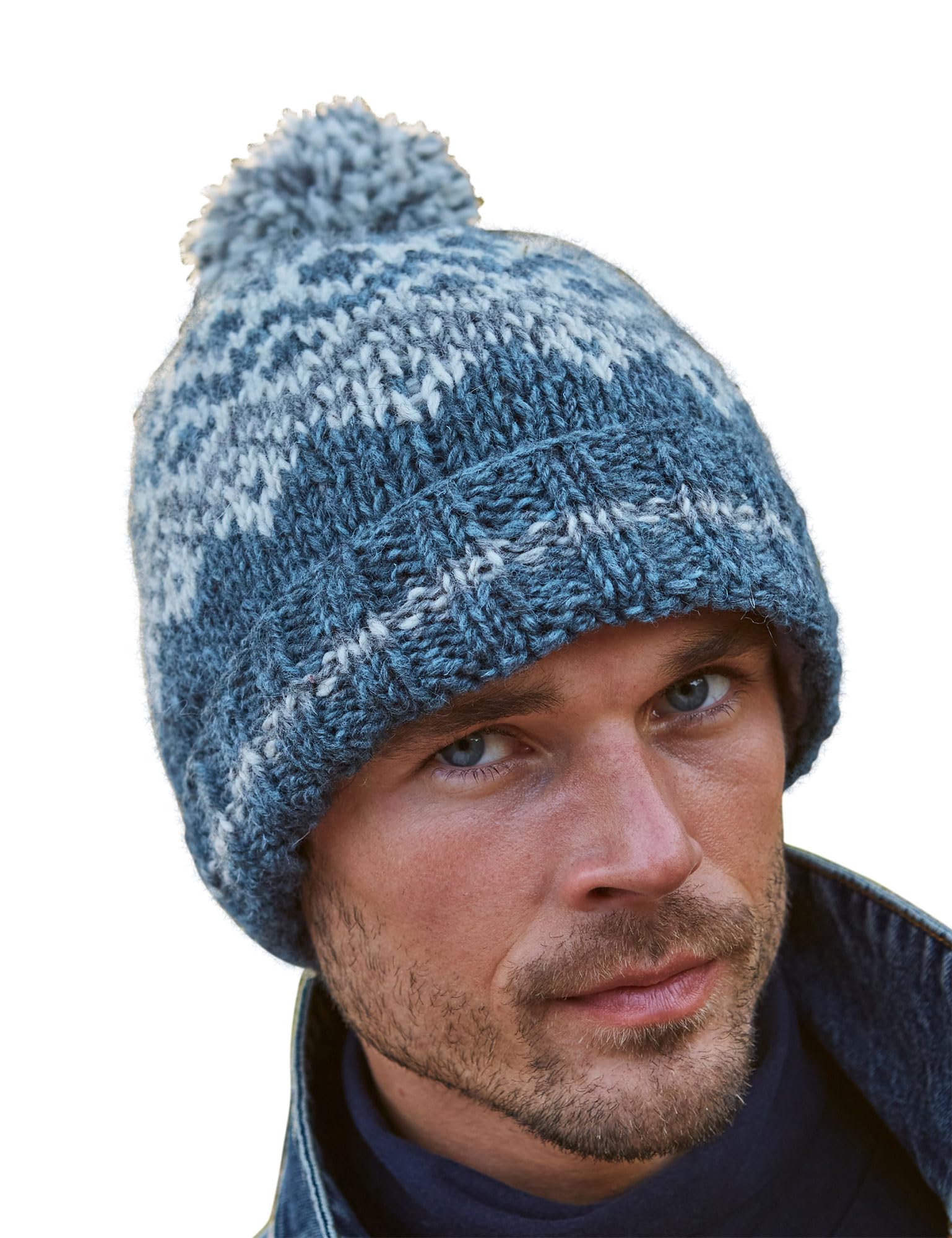 Pachamama Gorro de lana para hombre, con forro polar, tejido a mano, contemporáneo, talla única, hecho a mano, extra cálido, comercio justo