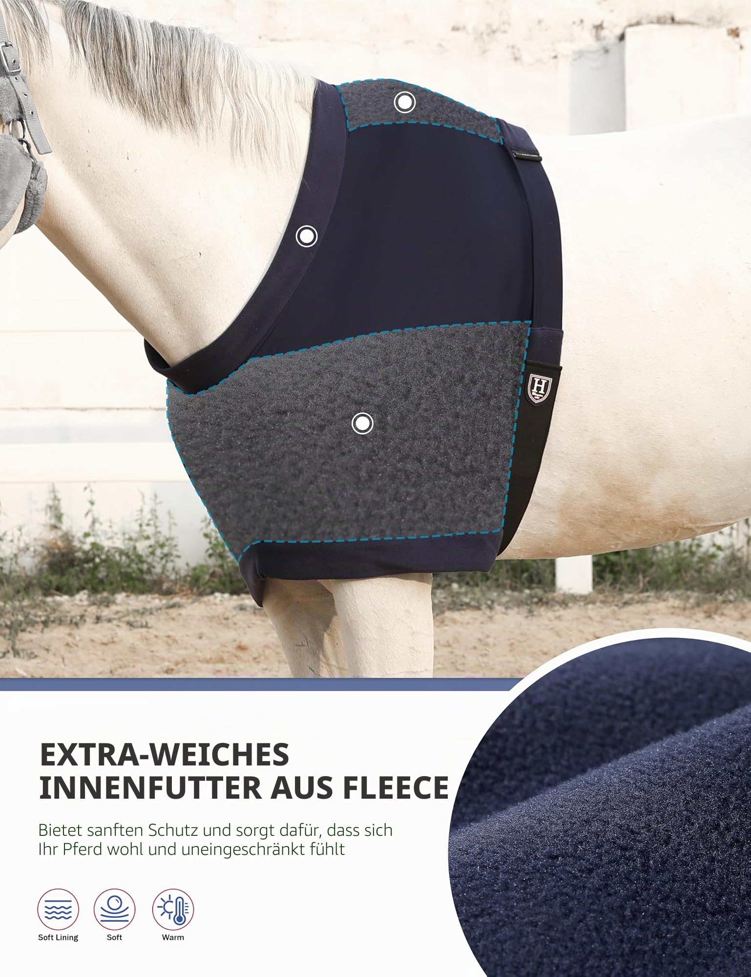 Harrison Howard Pferdepflegedecken Schulterschutz Anti-Reiben Schulterschutz für Pferde, Leichte Stretch-Nylon-Schulterabdeckung mit Fleece-Polsterung, verhindert das Reiben der Decke Navy M