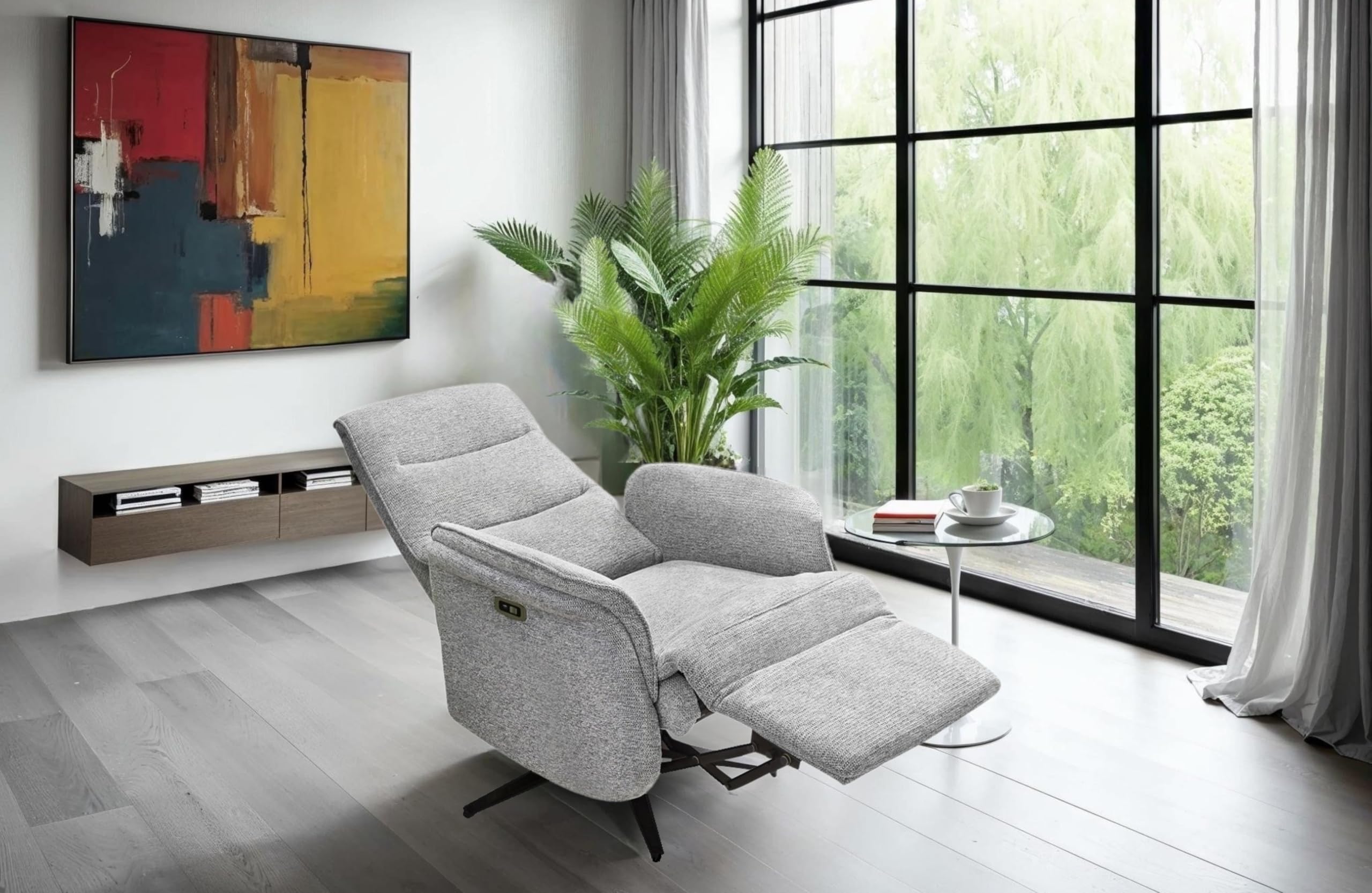 luma-Home 15600/ TV-Relaxsessel, Heizung im Rücken, Massagefunktion, Grau | B74/H108/T89 cm, zweimotorische Verstellung, elektrische Relaxfunktion, Federkern und Wellenunterfederung, Chenille-Bezug