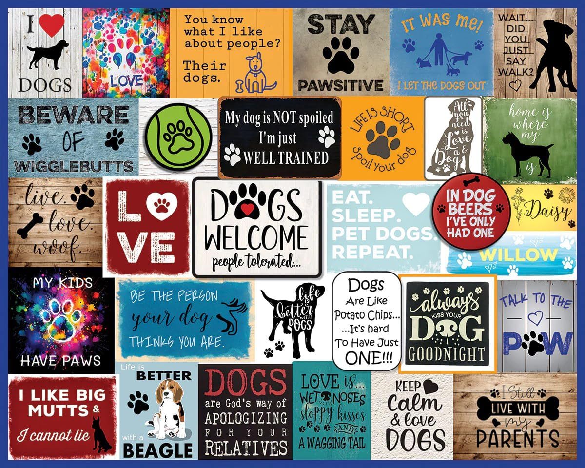 White Mountain 1000 Piece Jigsaw Puzzle Dog Quotes Collage Puzzles with Large Pieces Gift for Adults and Family 24"x30" - I Love Dogs