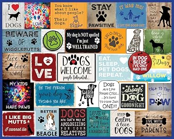 White Mountain 1000 Piece Jigsaw Puzzle Dog Quotes Collage Puzzles with Large Pieces Gift for Adults and Family 24"x30" - I Love Dogs