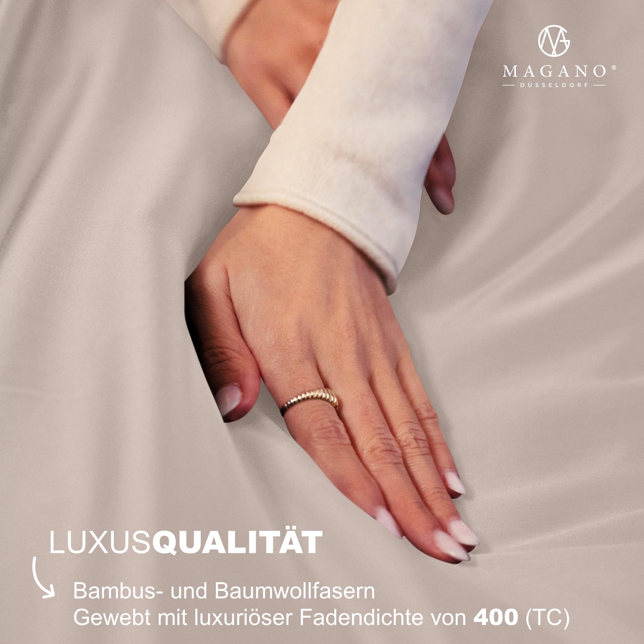 Magano® Luxus Bettwäsche-Set - Bambus & Baumwolle Satin - 400 TC Premiumqualität (Taupe, 135x200 cm + 80x80cm)