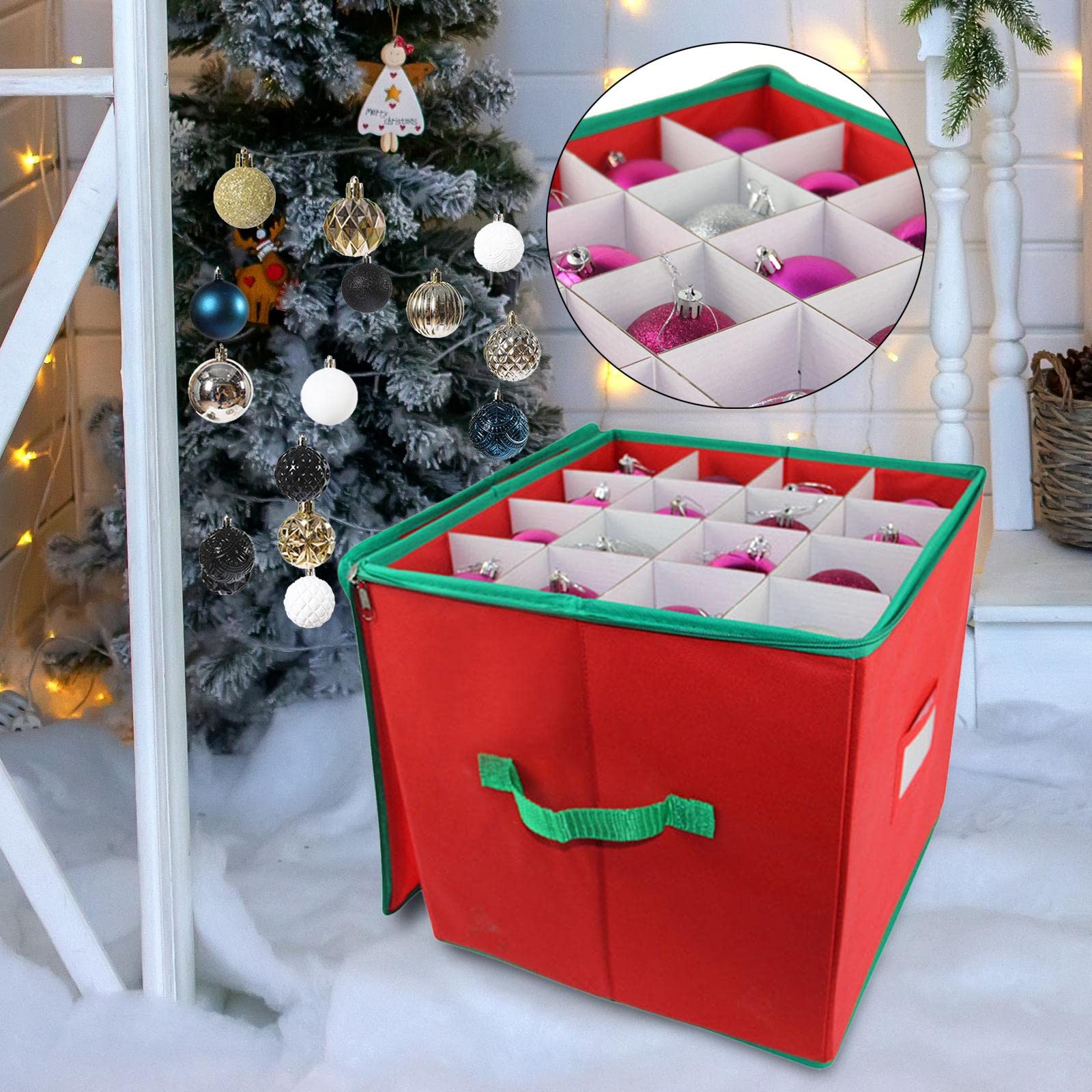 Contenitore per ghirlande Custodia per conservare Albero di Natale per decorazioni regalo di festa Organizzatore Manici durevoli Doppia cerniera
