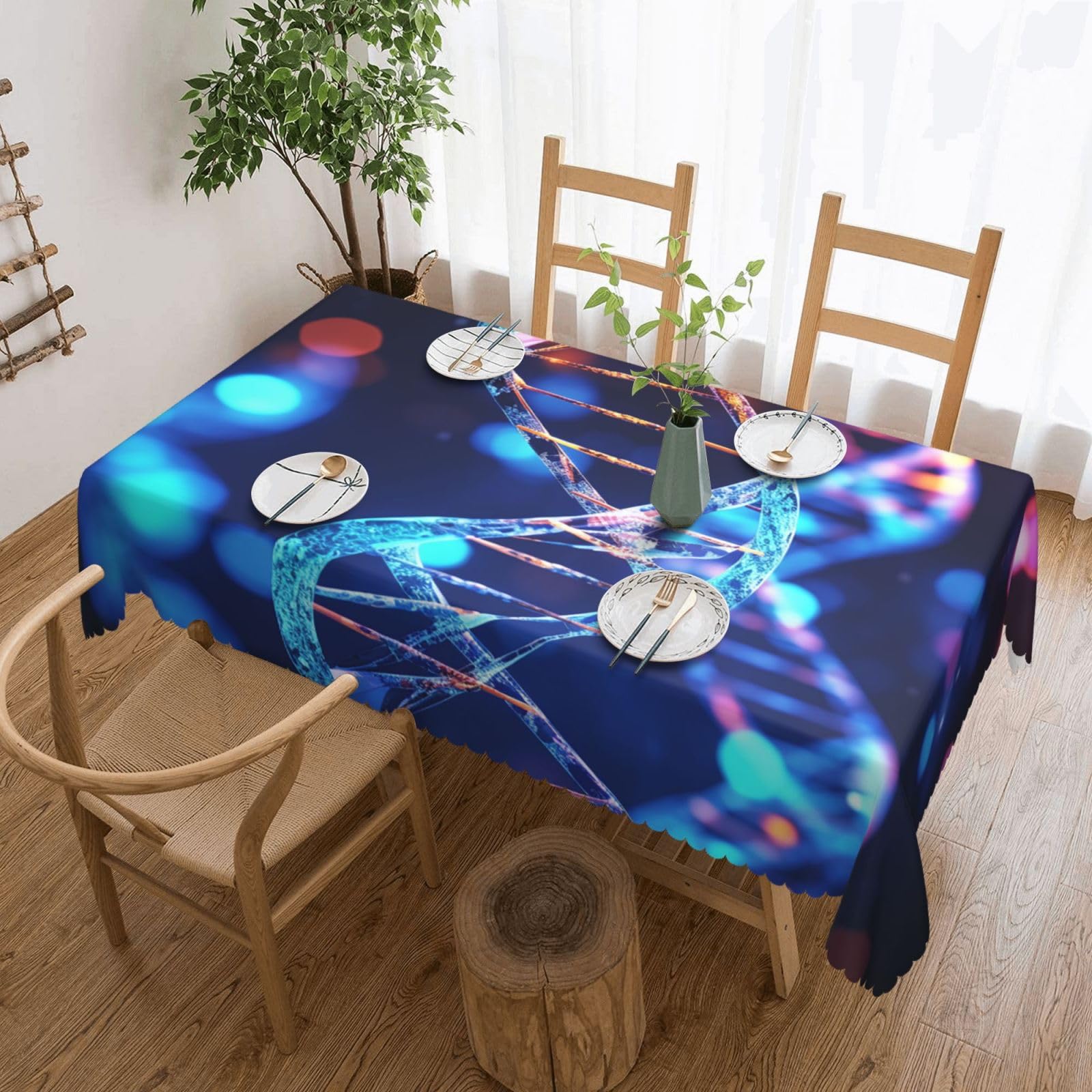 FodPand DNA Genetic Helix Tablecloths for Rectangle Tables 54 x 72 Inch - Reusable Washable Dining Table Clothes - Stain and Wrinkle Resistant Decorative Fabric Table Cover for Wedding Party