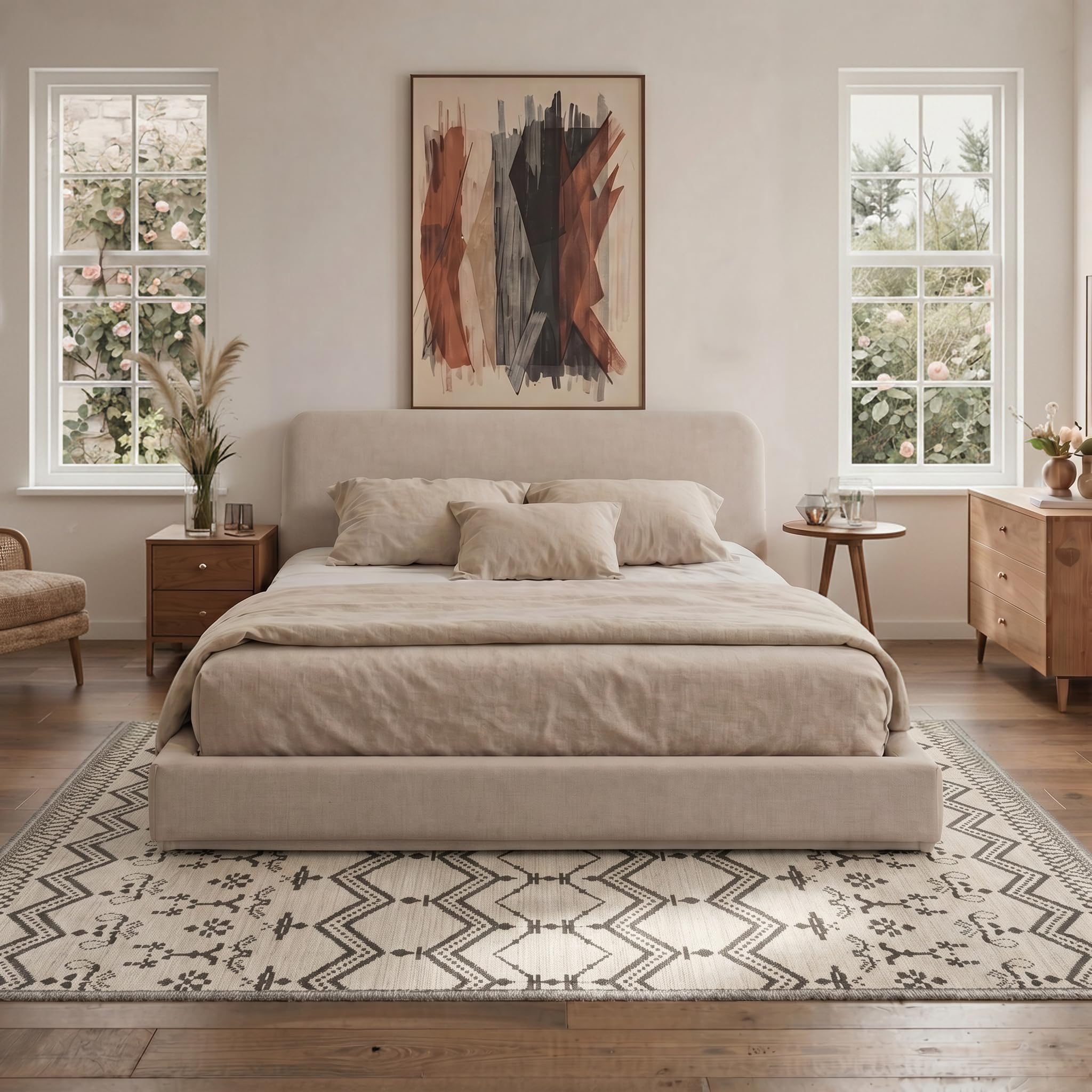BEIMO Waschbarer Teppich Floral 160x230 cm Schlafzimmer