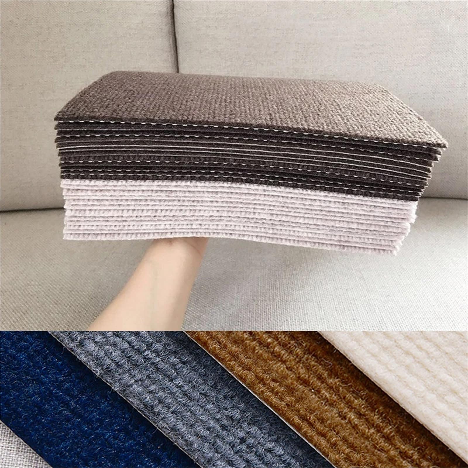 Teppichfliesen Selbstliegend Selbstklebende Teppichmatte 30x30cm for Wohnzimmer, Büro, Treppenhaus, rutschfest(Color 2)