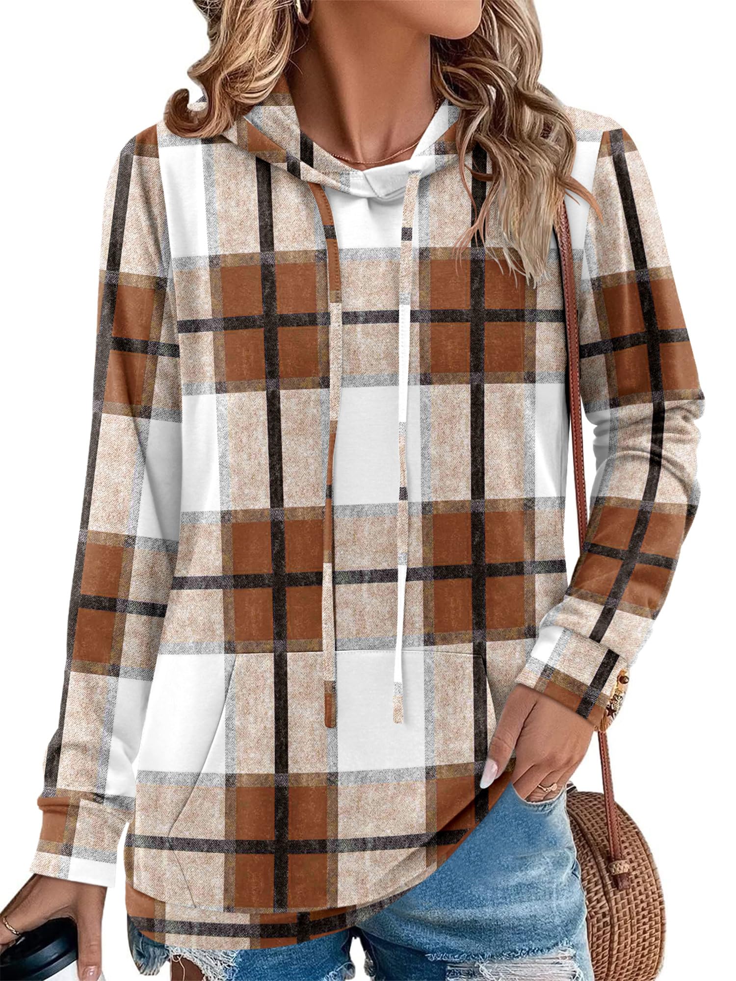 Hoodies for Women Camo Leopard Print Tops Pullover Hooded Sweatshirt Drawstring with Pocket