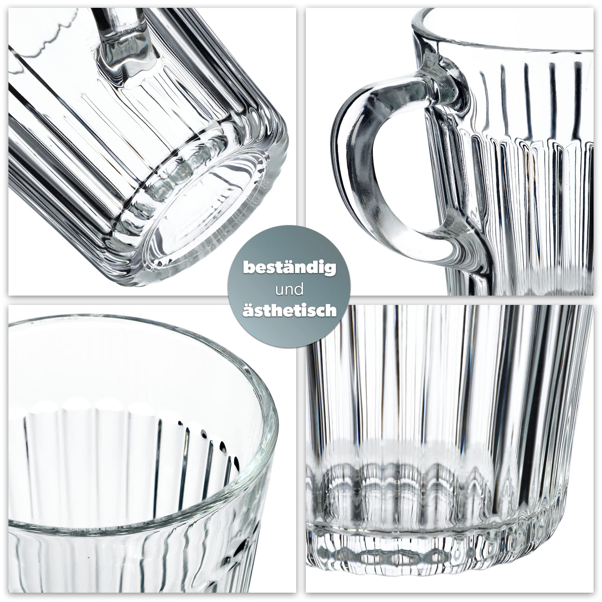 KADAX Theeglazen, set van 6 glazen met handvat, vaatwasmachinebestendig, drinkglazen voor koffie, thee, water, sap, drank, tuin, sapglazen, waterglazen, glazen, glazen kopjes (Birgit, 250 ml