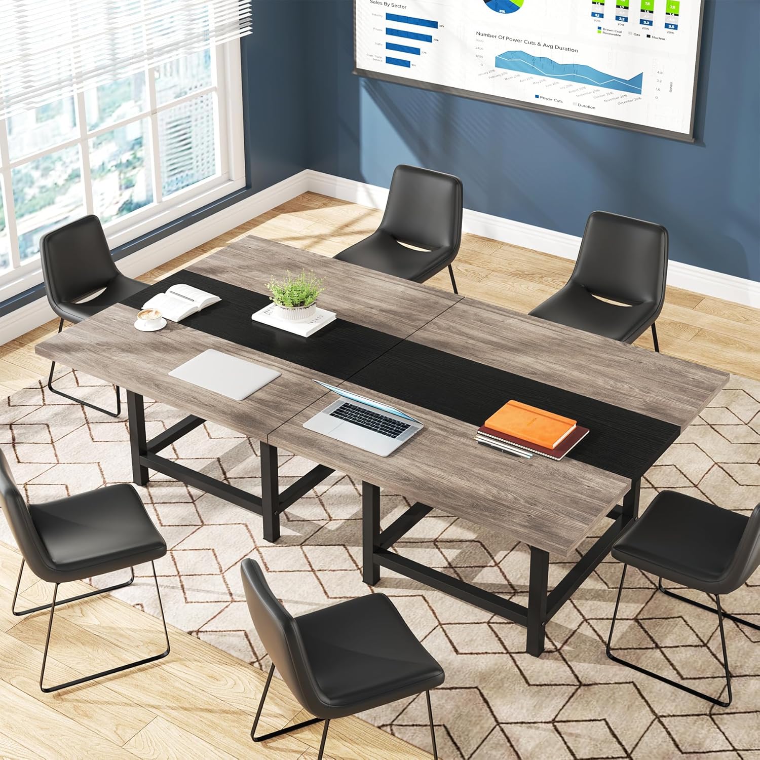 Tribesigns Square 4 People Conference Room Table, Gray 39.4L X 39.4W X 29.52H Inches Small Meeting Room Table for Home Office, (Chair not Included)